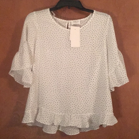 Sienna Sky Tops - White & black polka dot blouse